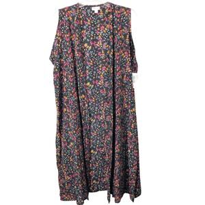 LuLaRoe NWT Women's Joy Black Floral Sleeveless Floral Open Front Duster Large
